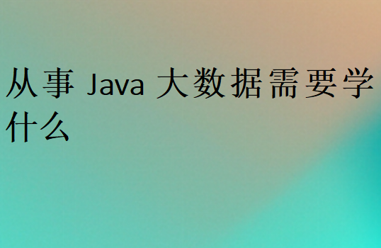 从事Java大数据需要学什么