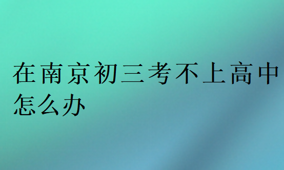 在南京初三考不上高中怎么办