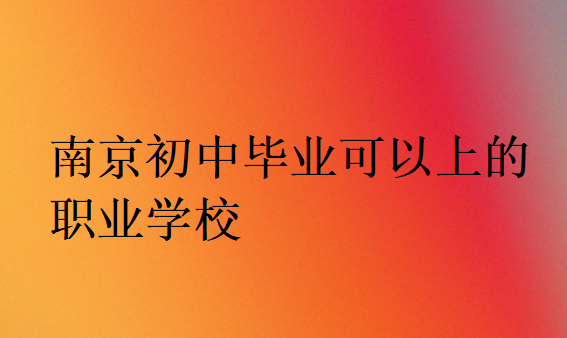 南京初中毕业可以上的职业学校